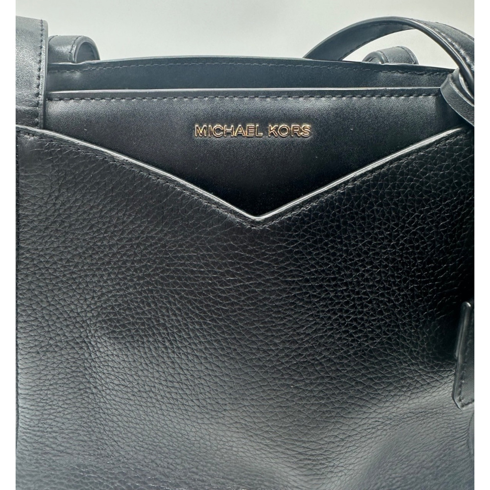 Michael Kors Black Whitney Large Leather Tote Bag Zip Closure Interior Pockets - Picture 2 of 8